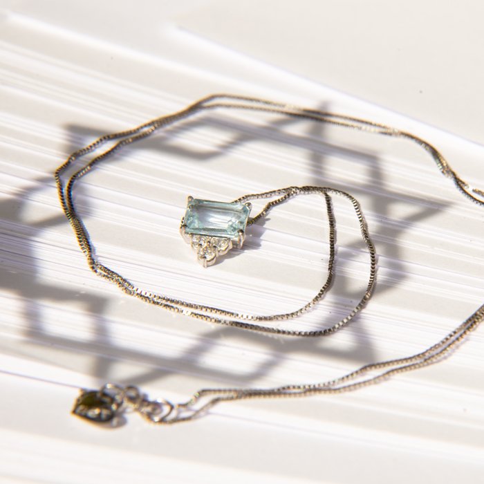 Colar Topázio Retangular Trilhon Diamantes 