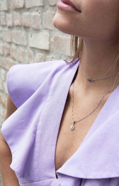 Colar Triangle Flower Diamante Extras