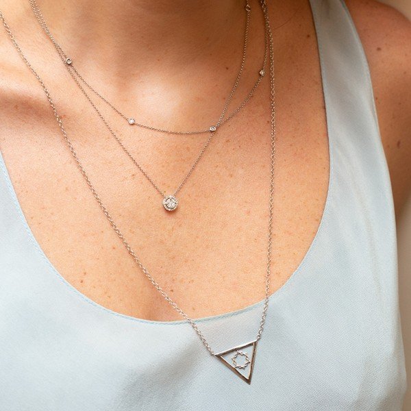 Colar Unissex Estrela Coexist Triangle Prata