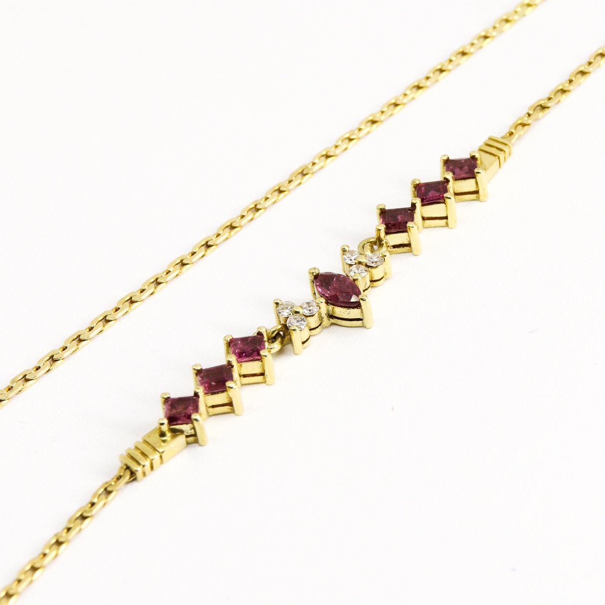 Colar Vintage Ingles Rubis e Diamantes