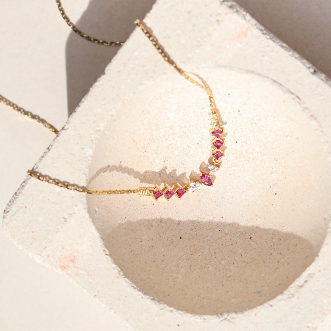 Colar Vintage Ingles Rubis e Diamantes