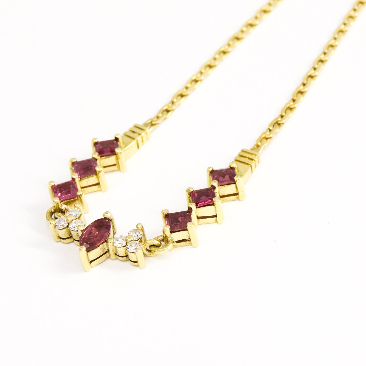 Colar Vintage Ingles Rubis e Diamantes
