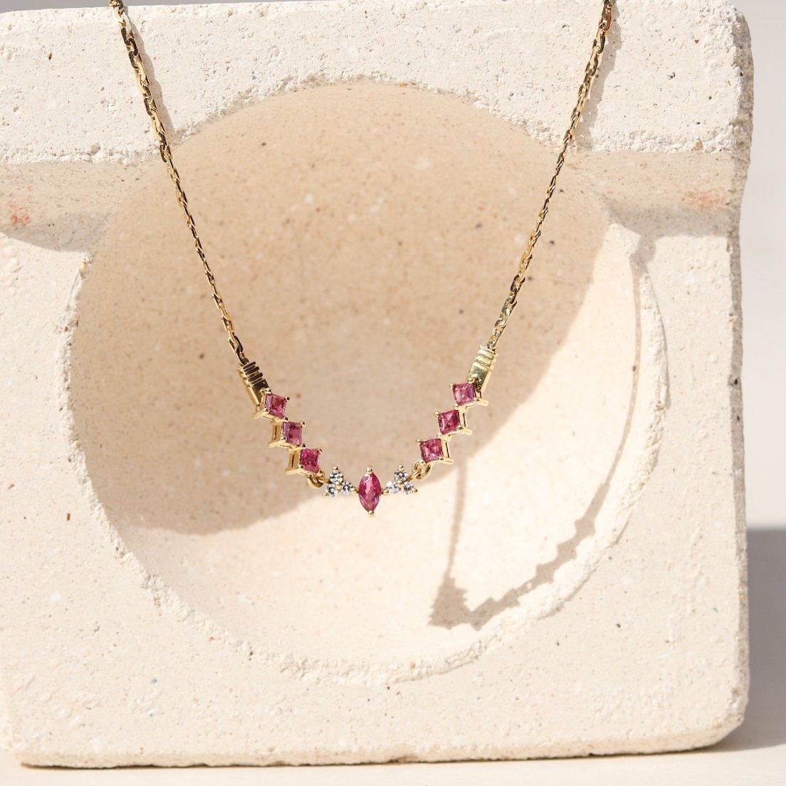 Colar Vintage Ingles Rubis e Diamantes