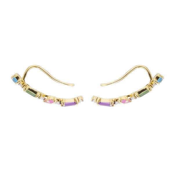 Earcuff Baguetes turmalinas coloridas