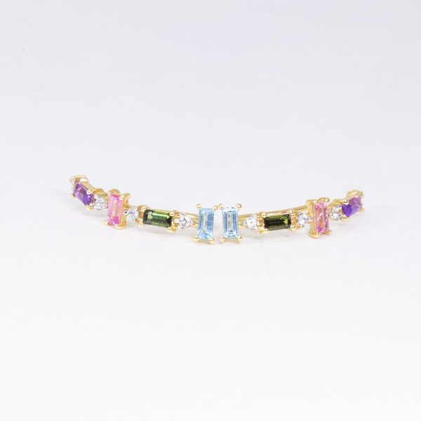 Earcuff Baguetes turmalinas coloridas