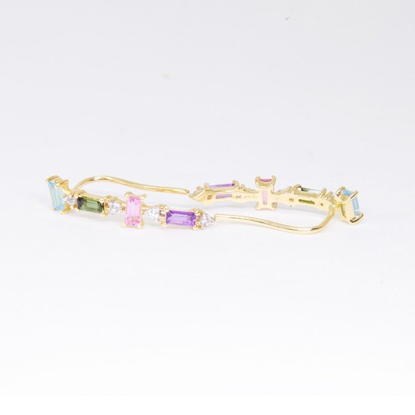 Earcuff Baguetes turmalinas coloridas