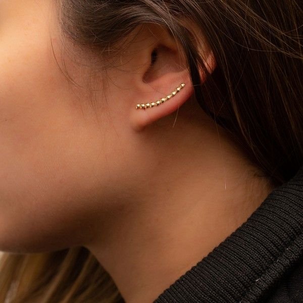 Earcuff Bolinhas Ouro Liso