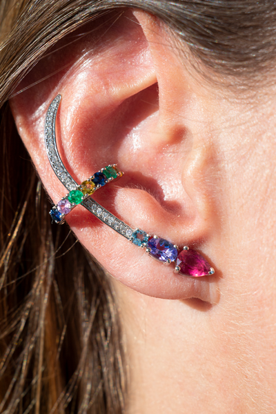 Earcuff Long Piercing Pedras Preciosas