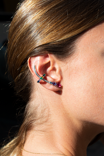 Earcuff Long Piercing Pedras Preciosas