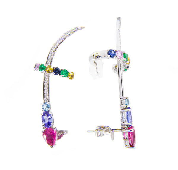 Earcuff Long Piercing Pedras Preciosas