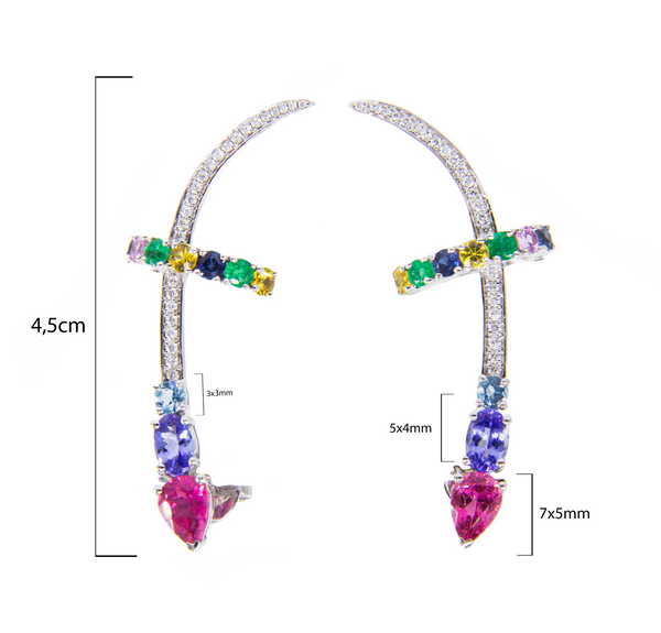 Earcuff Long Piercing Pedras Preciosas