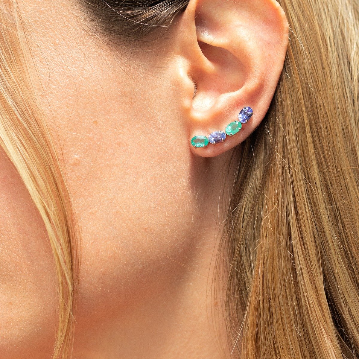 Earcuff Mix Esmeraldas e Tanzanitas Extras