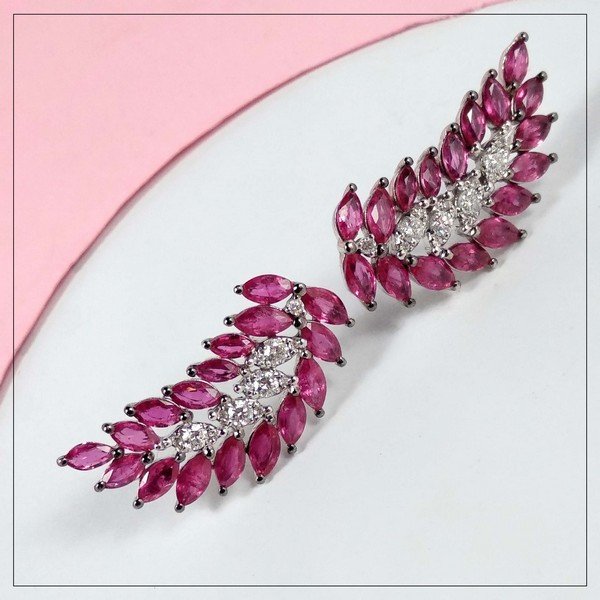 Earcuff Rubis e Diamantes