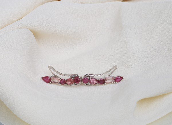 Earcuff Rubis e Turmalina Rosa 