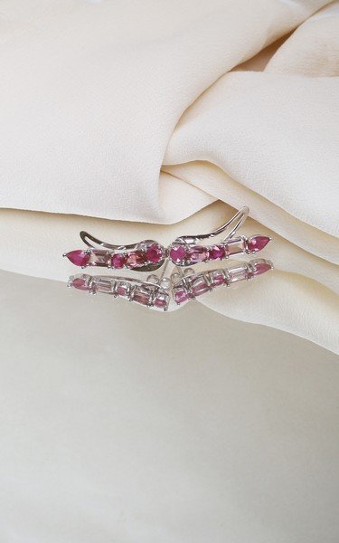 Earcuff Rubis e Turmalina Rosa 