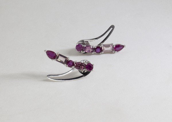 Earcuff Rubis e Turmalina Rosa 