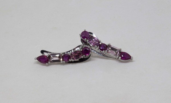 Earcuff Rubis e Turmalina Rosa 