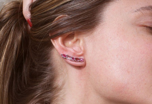 Earcuff Rubis e Turmalina Rosa 