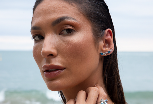 Earcuff Topázio Azul 
