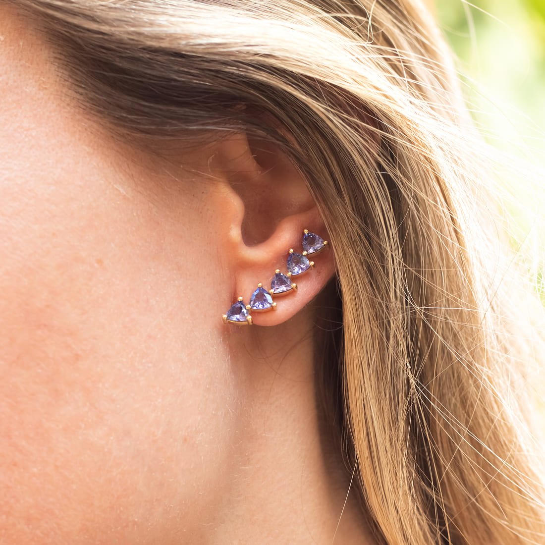Earcuff Trilhons Tanzanitas Ouro 18k
