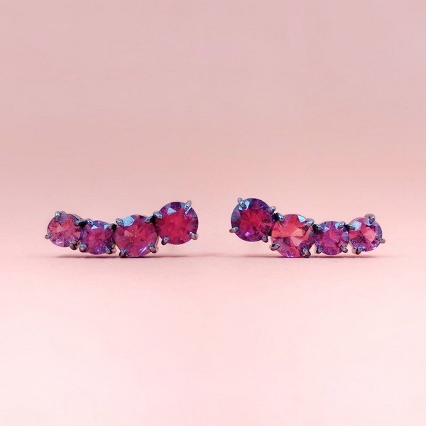 Earcuff Turmalinas Rosas Redondas