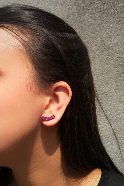Earcuff Turmalinas Rosas Redondas