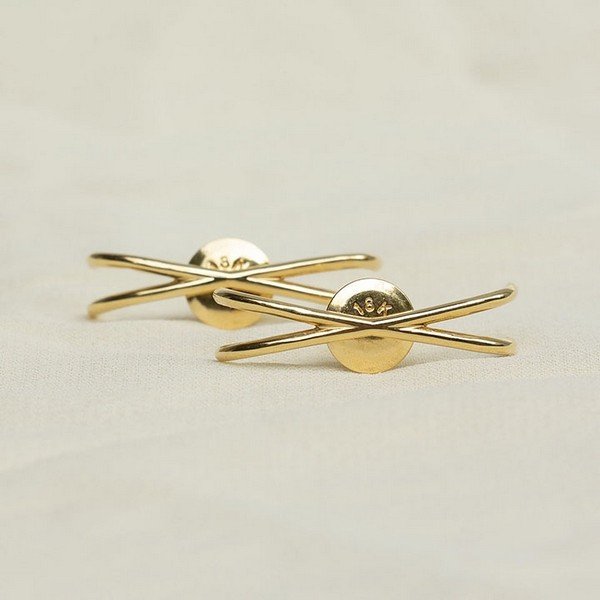Earcuff X Ouro Liso 18k 