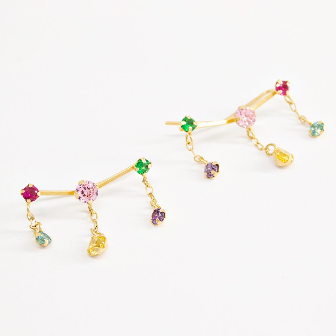 Earcuffs Fininhas Mystic Correntinhas Zircônias Coloridas