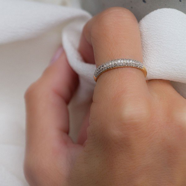 Meia Aliança Aparador Diamantes