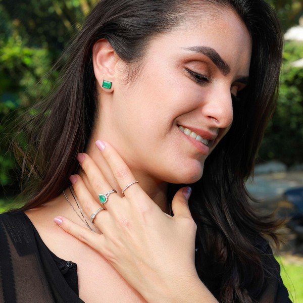 Meia Aliança Diamantes e Baguete