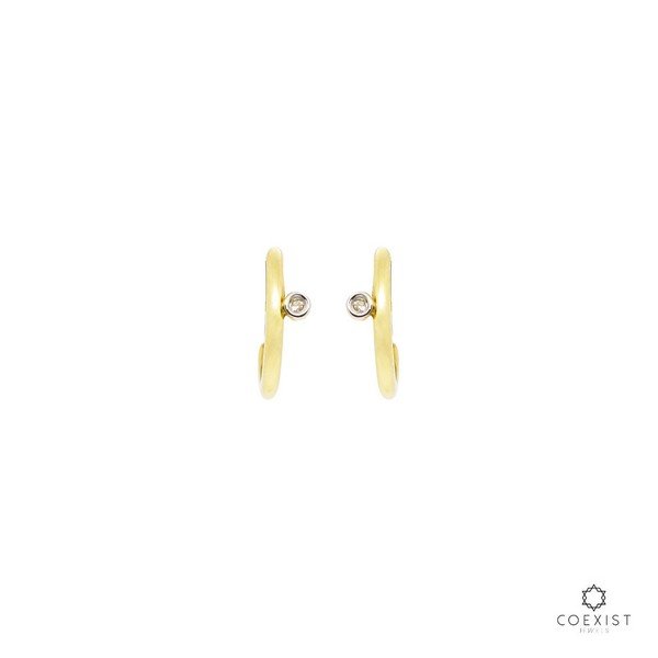 Meia Argola Minimal Style Ouro 18k Diamante