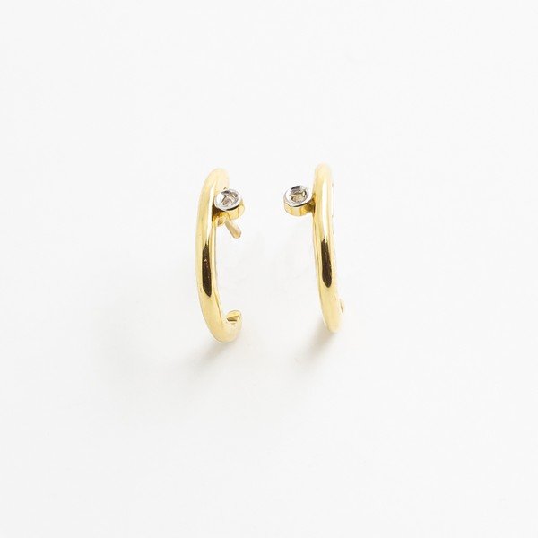 Meia Argola Minimal Style Ouro 18k Diamante