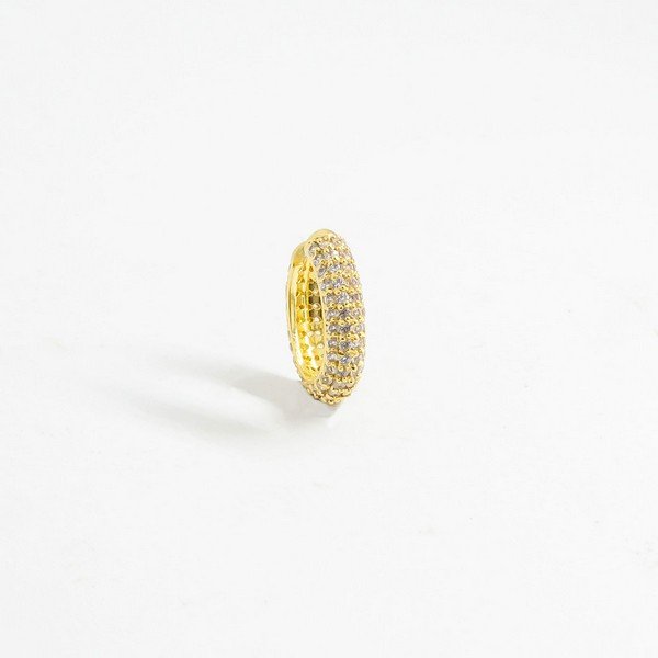 Piercing Argola Bombee Fina Cravejada Zircônias Prata 925 (peça unitária)