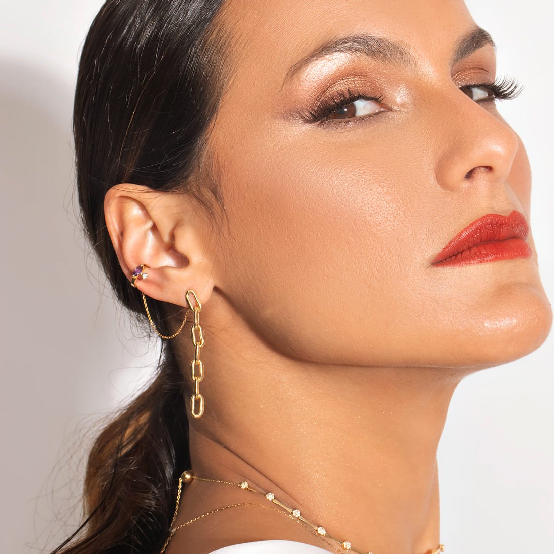 Piercing Encaixe Ametista e Diamante