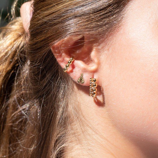 Piercing Encaixe Bolinhas Ouro 18K