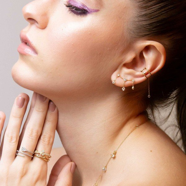 Piercing Encaixe Minimal Style Duplo Ponto de Luz