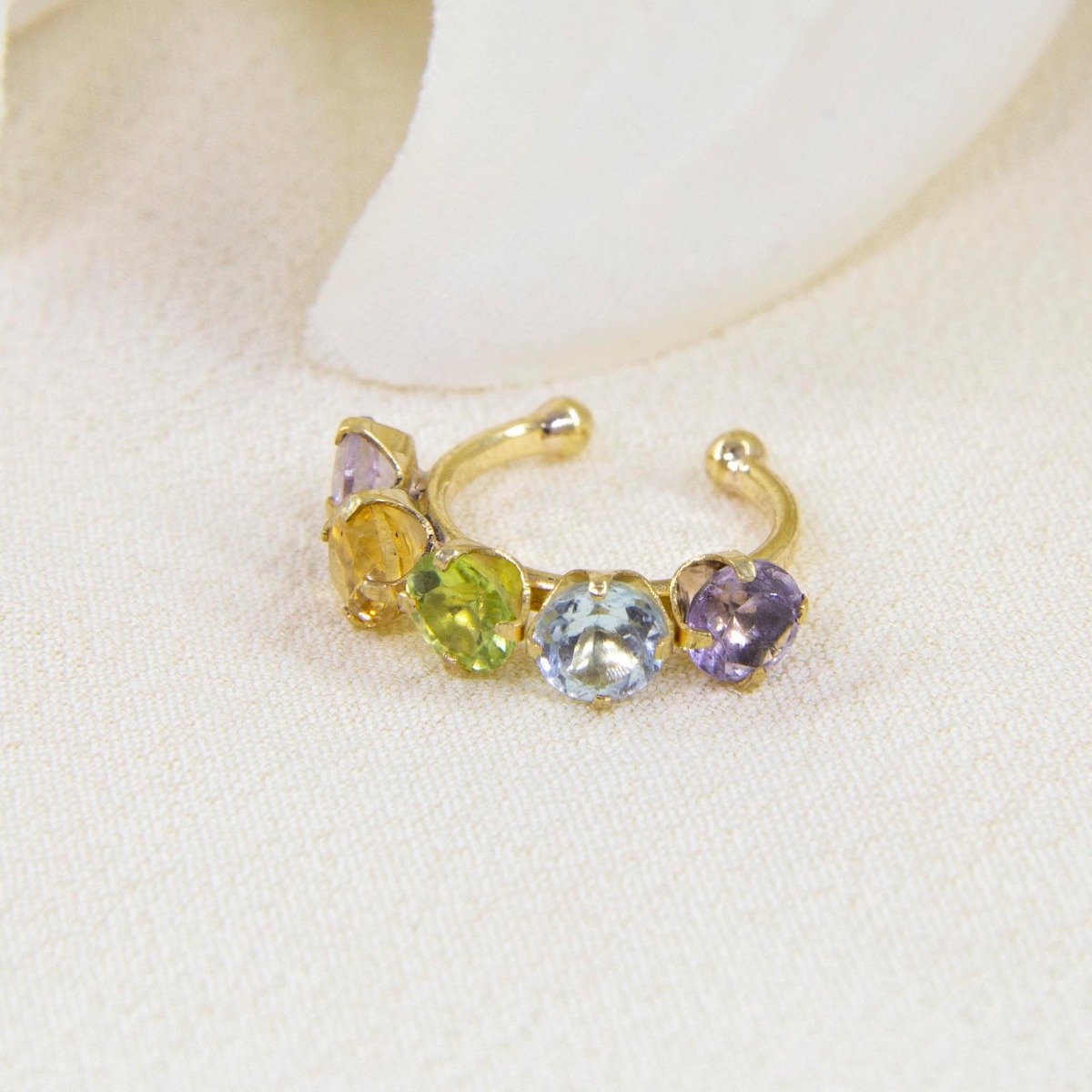 Piercing Encaixe Turmalinas coloridas Topázio e Peridoto