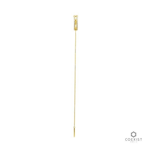 Piercing Pressão Amarelo Cordinha Cravejado em Zircônias Brancas Prata 925 (peça unitária)