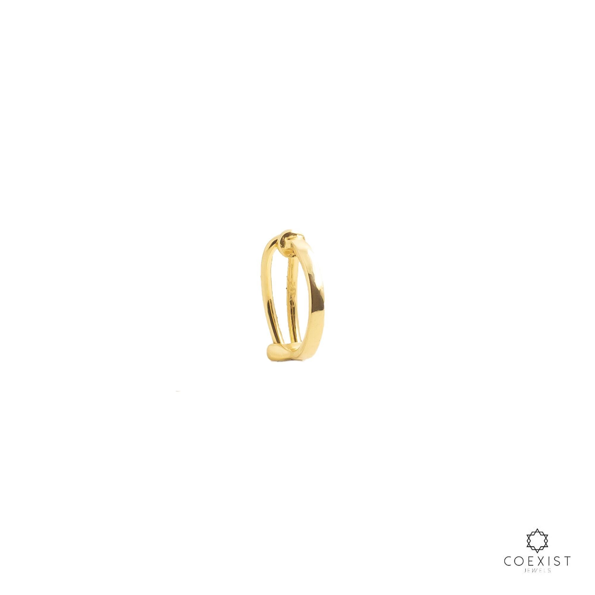 Piercing Pressão Ouro Liso 18K