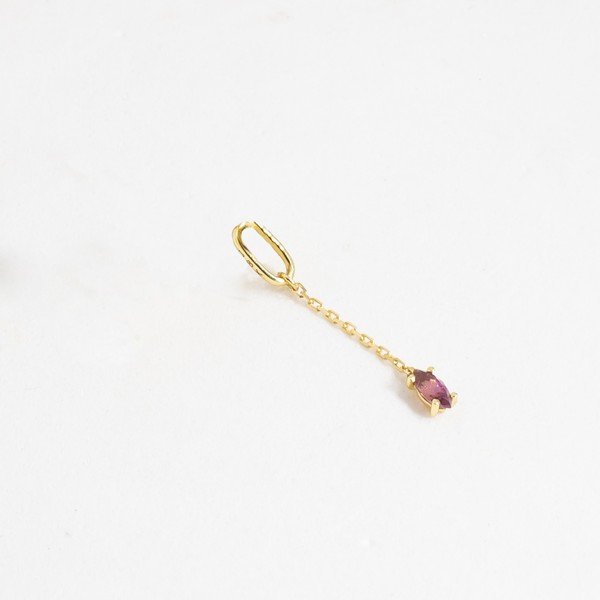 Pingente Correntinha Navete de Rodalita Ouro 18K
