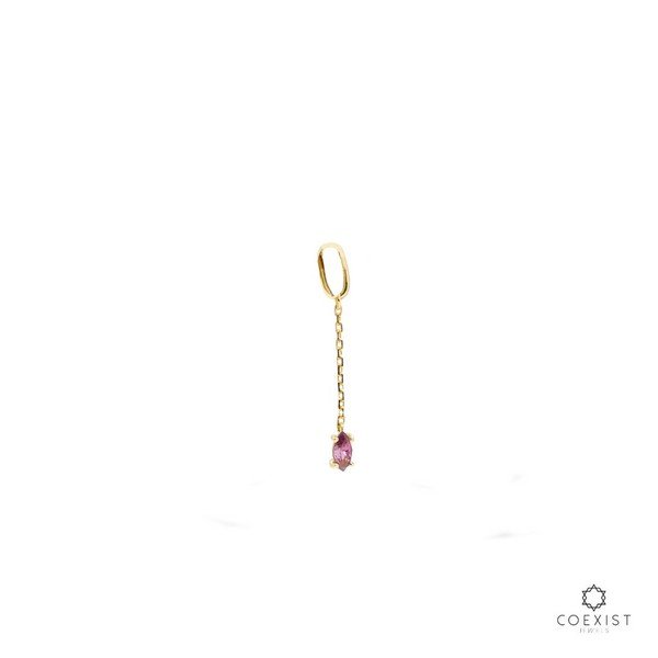 Pingente Correntinha Navete de Rodalita Ouro 18K