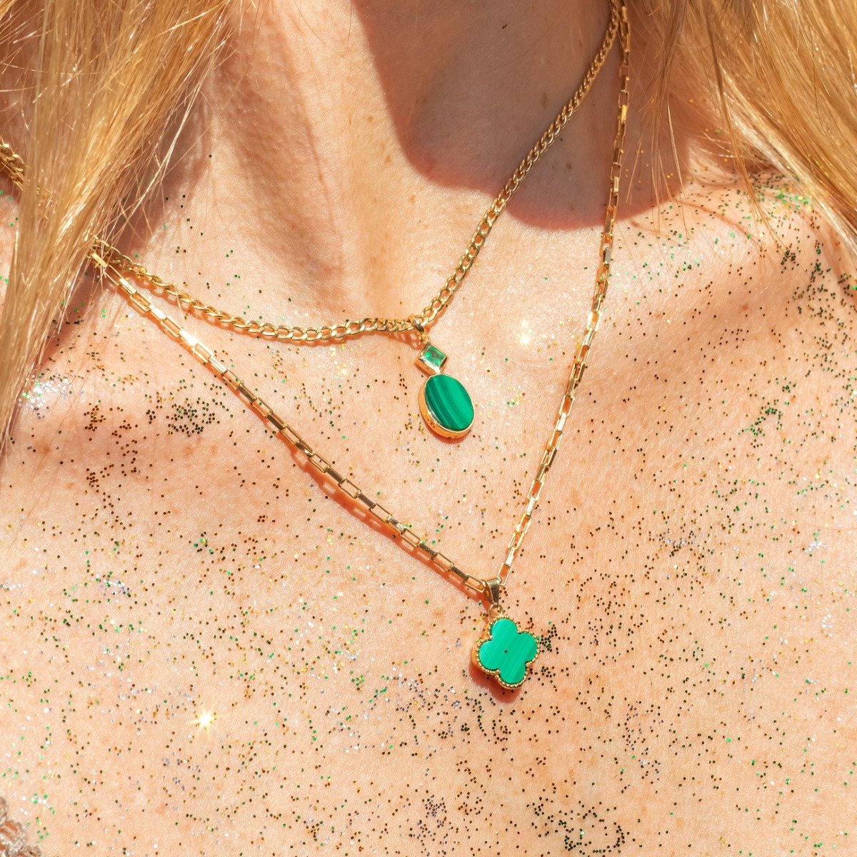 Pingente Malaquita Esmeralda Ouro 18k
