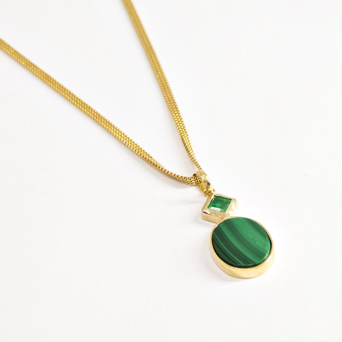 Pingente Malaquita Esmeralda Ouro 18k