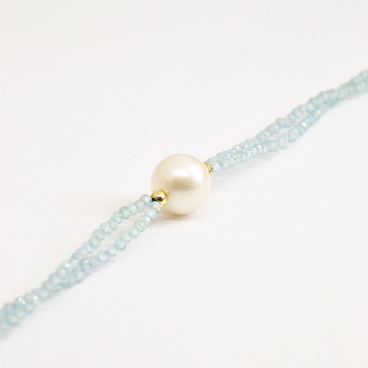 Pulseira Apatita Pérola Ouro 18K