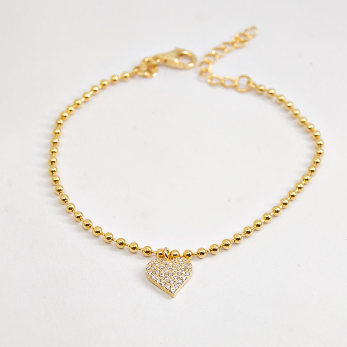 Pulseira Bolinhas e Pingente Cravejado Prata 925