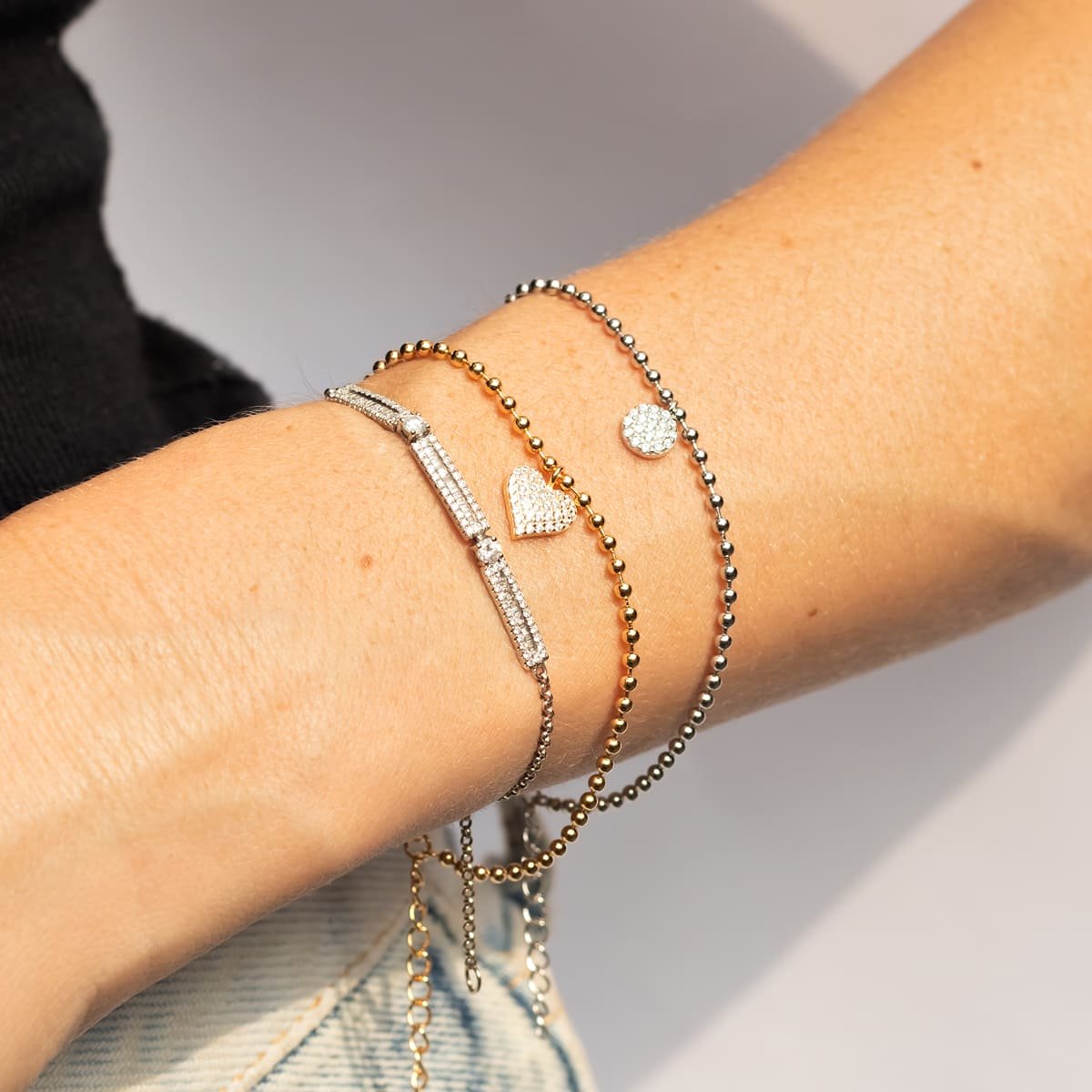Pulseira Bolinhas e Pingente Cravejado Prata 925