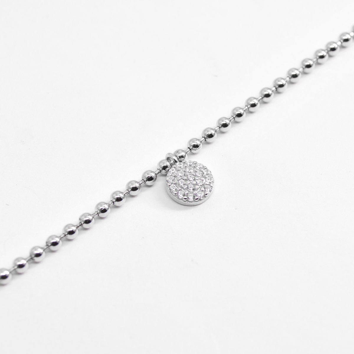Pulseira Bolinhas e Pingente Cravejado Prata 925