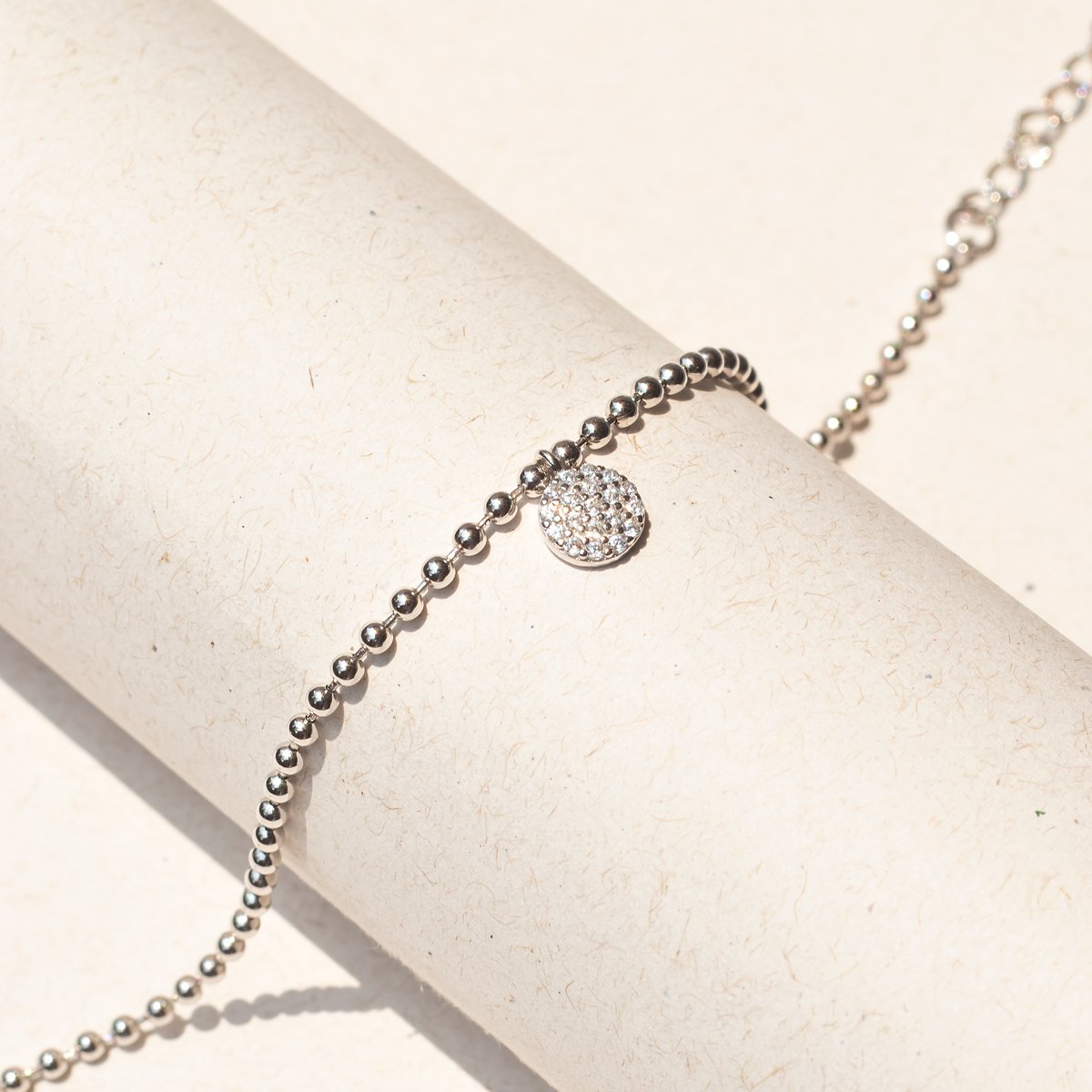 Pulseira Bolinhas e Pingente Cravejado Prata 925