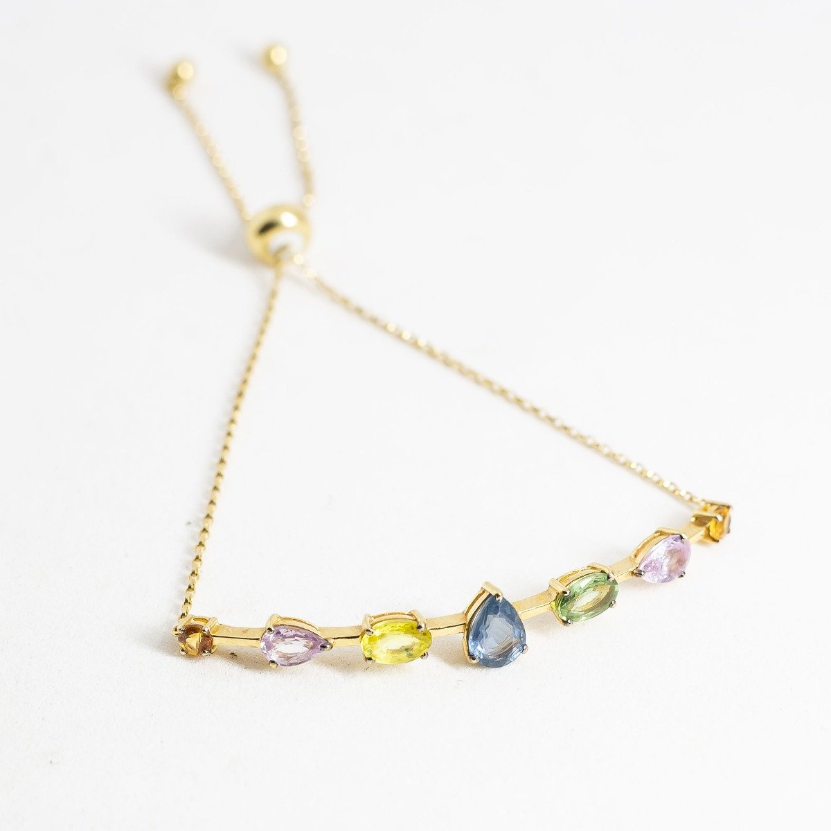 Pulseira Candy Regulável Safiras Coloridas