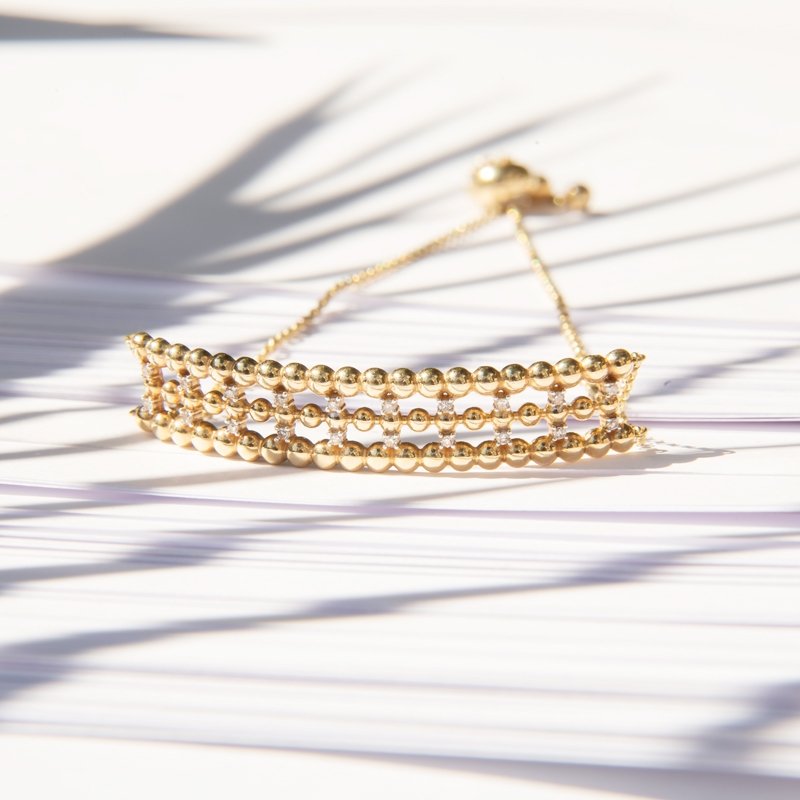 Pulseira Chambala Bolinhas Diamantes 